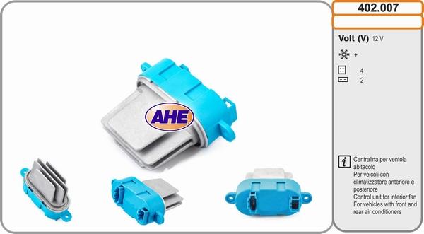 AHE 402.007 - Centralina, Ventola elettr. (Raffreddamento motore) www.autoricambi360.it