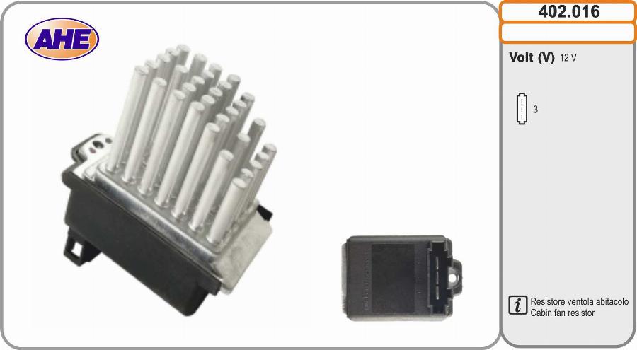 AHE 402.016 - Resistore addizionale, Elettromotore-Ventola radiatore www.autoricambi360.it
