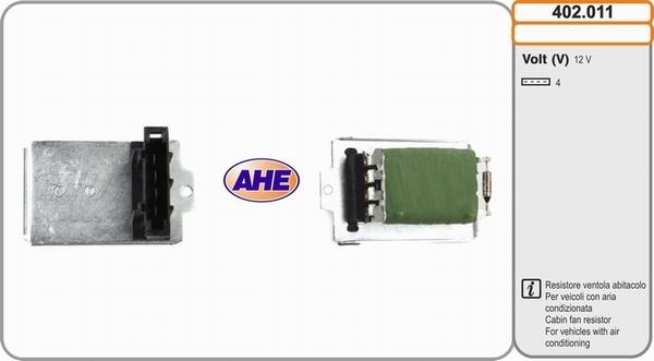 AHE 402.011 - Resistore addizionale, Elettromotore-Ventola radiatore www.autoricambi360.it