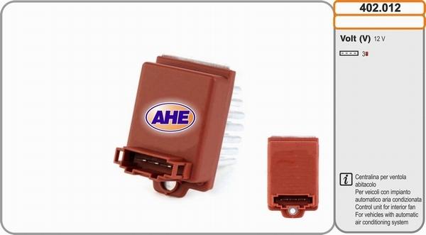 AHE 402.012 - Centralina, Ventola elettr. (Raffreddamento motore) www.autoricambi360.it
