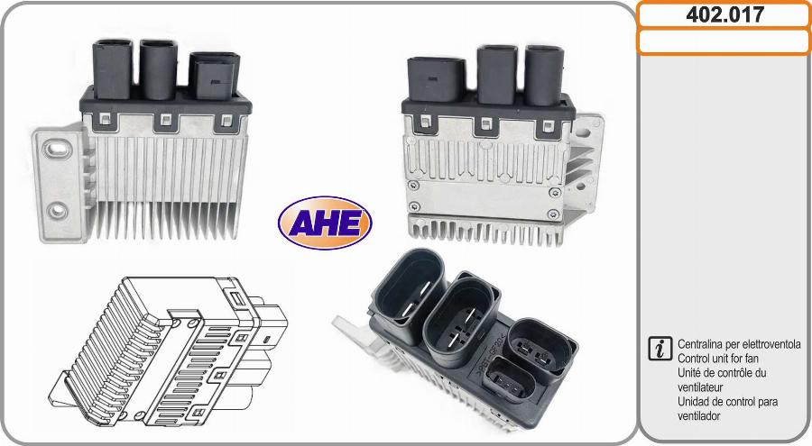 AHE 402.017 - Centralina, Ventola elettr. (Raffreddamento motore) www.autoricambi360.it