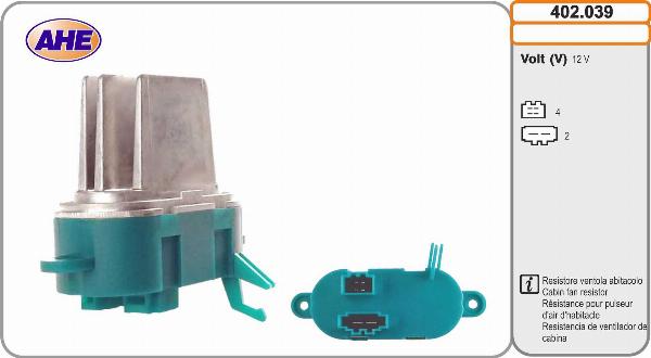 AHE 402.039 - Resistore addizionale, Elettromotore-Ventola radiatore www.autoricambi360.it