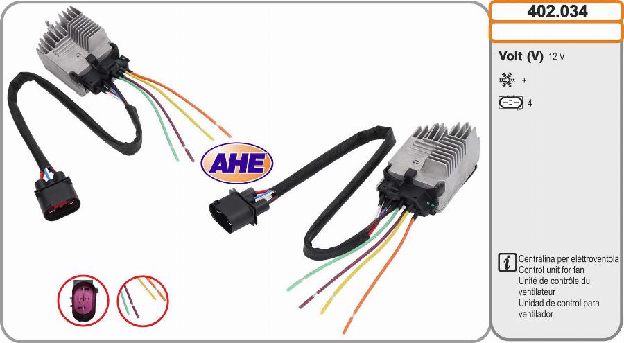 AHE 402.034 - Centralina, Ventola elettr. (Raffreddamento motore) www.autoricambi360.it