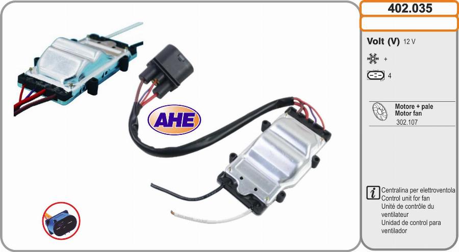 AHE 402.035 - Centralina, Ventola elettr. (Raffreddamento motore) www.autoricambi360.it