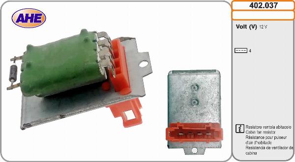 AHE 402.037 - Resistore addizionale, Elettromotore-Ventola radiatore www.autoricambi360.it
