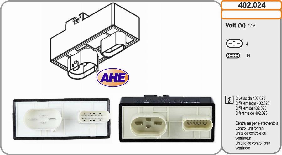 AHE 402.024 - Centralina, Ventola elettr. (Raffreddamento motore) www.autoricambi360.it