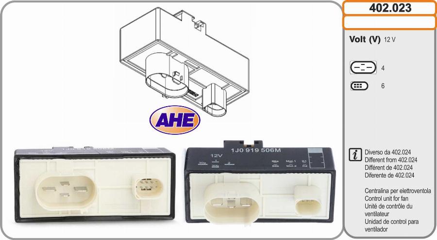 AHE 402.023 - Centralina, Ventola elettr. (Raffreddamento motore) www.autoricambi360.it