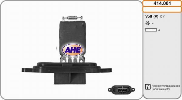 AHE 414.001 - Resistore addizionale, Elettromotore-Ventola radiatore www.autoricambi360.it