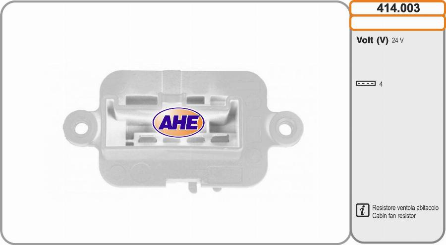 AHE 414.003 - Resistore addizionale, Elettromotore-Ventola radiatore www.autoricambi360.it