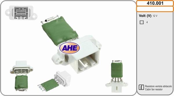 AHE 410.001 - Resistore addizionale, Elettromotore-Ventola radiatore www.autoricambi360.it