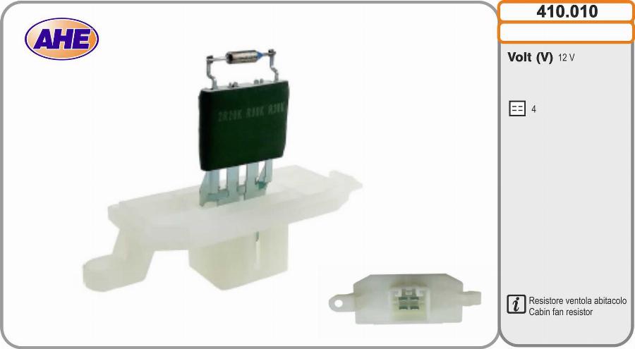 AHE 410.010 - Resistore addizionale, Elettromotore-Ventola radiatore www.autoricambi360.it