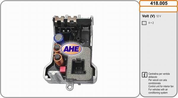 AHE 418.005 - Centralina, Ventola elettr. (Raffreddamento motore) www.autoricambi360.it