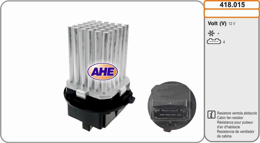 AHE 418.015 - Resistore addizionale, Elettromotore-Ventola radiatore www.autoricambi360.it