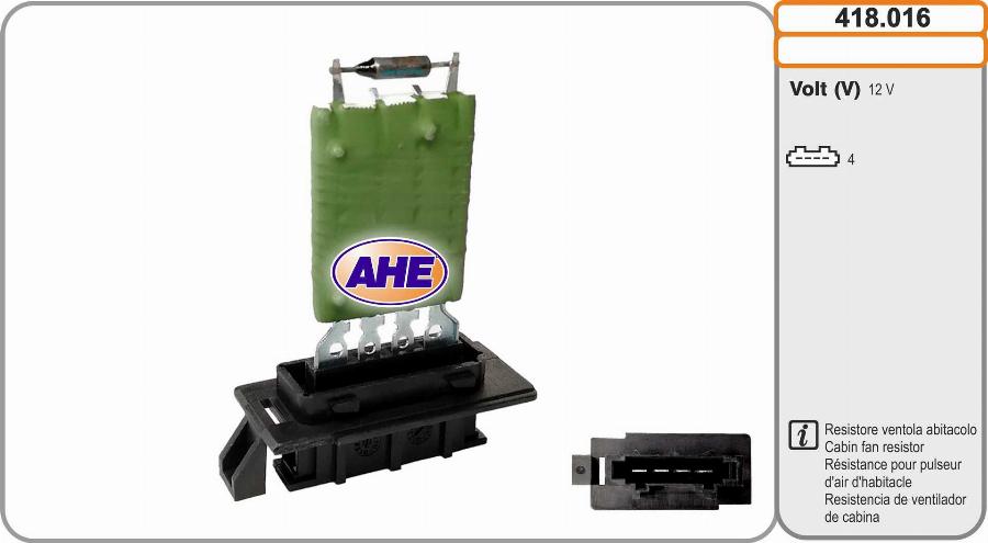 AHE 418.016 - Resistore addizionale, Elettromotore-Ventola radiatore www.autoricambi360.it