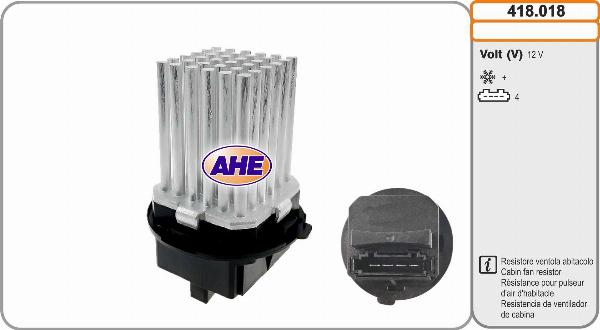 AHE 418.018 - Resistore addizionale, Elettromotore-Ventola radiatore www.autoricambi360.it