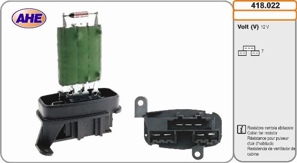 AHE 418.022 - Resistore addizionale, Elettromotore-Ventola radiatore www.autoricambi360.it
