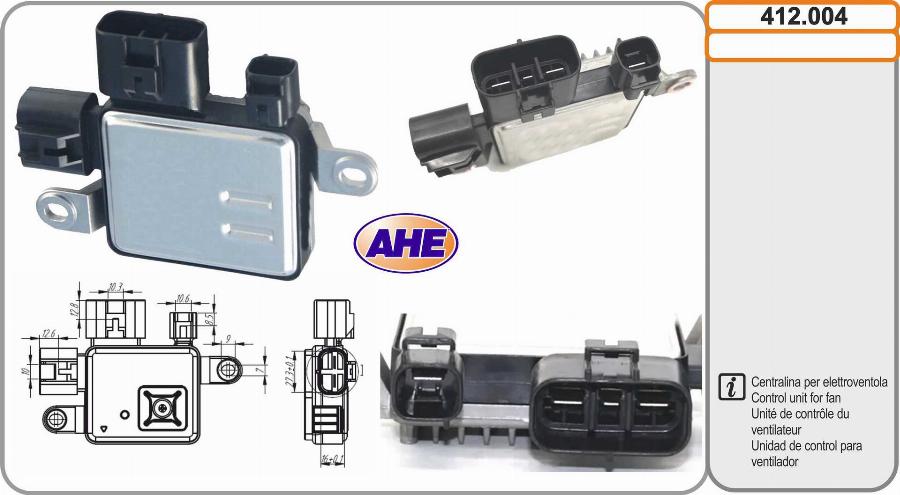AHE 412.004 - Centralina, Ventola elettr. (Raffreddamento motore) www.autoricambi360.it