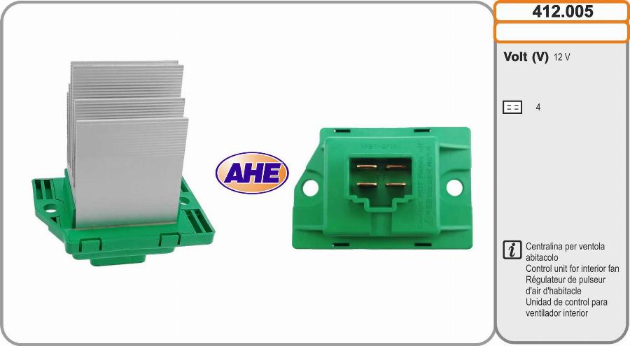 AHE 412.005 - Centralina, Ventola elettr. (Raffreddamento motore) www.autoricambi360.it