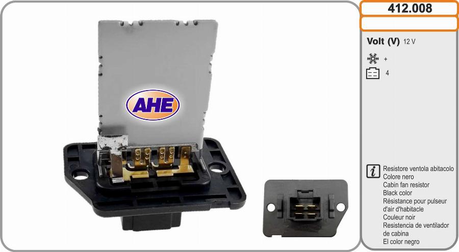 AHE 412.008 - Resistore addizionale, Elettromotore-Ventola radiatore www.autoricambi360.it