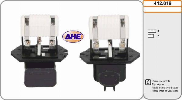 AHE 412.019 - Resistore addizionale, Elettromotore-Ventola radiatore www.autoricambi360.it