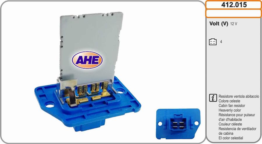 AHE 412.015 - Resistore addizionale, Elettromotore-Ventola radiatore www.autoricambi360.it