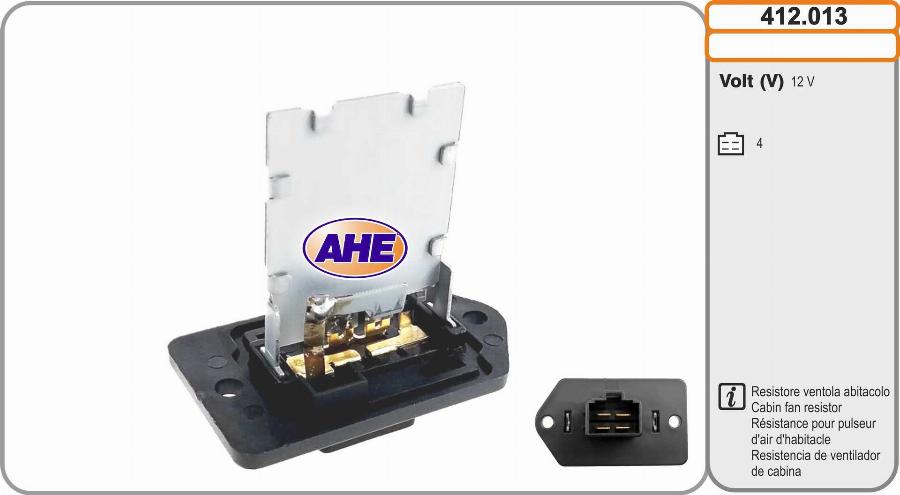 AHE 412.013 - Resistore addizionale, Elettromotore-Ventola radiatore www.autoricambi360.it