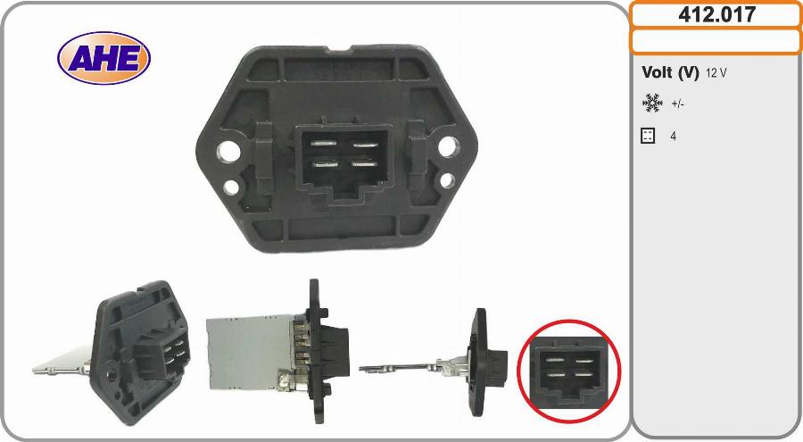 AHE 412.017 - Resistore addizionale, Elettromotore-Ventola radiatore www.autoricambi360.it