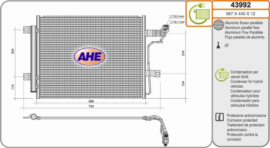 AHE 43992 - Condensatore, Climatizzatore www.autoricambi360.it