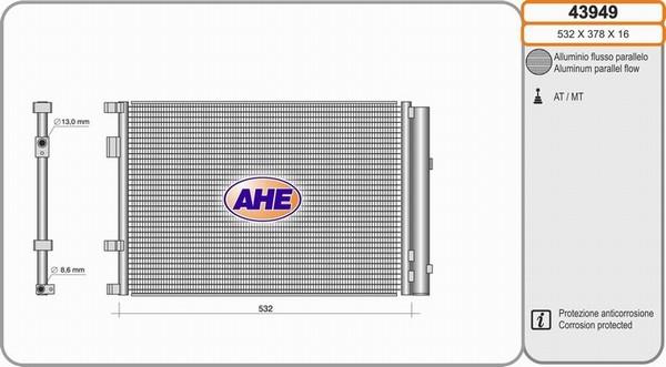 AHE 43949 - Condensatore, Climatizzatore www.autoricambi360.it