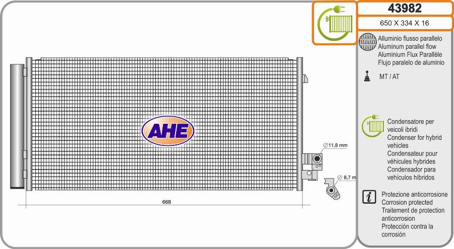 AHE 43982 - Condensatore, Climatizzatore www.autoricambi360.it