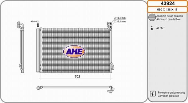 AHE 43924 - Condensatore, Climatizzatore www.autoricambi360.it