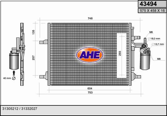 AHE 43494 - Condensatore, Climatizzatore www.autoricambi360.it