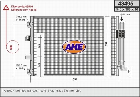 AHE 43495 - Condensatore, Climatizzatore www.autoricambi360.it