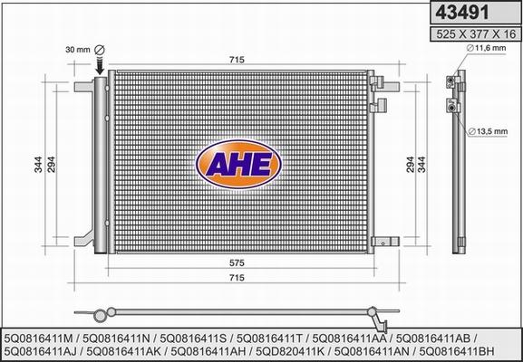 AHE 43491 - Condensatore, Climatizzatore www.autoricambi360.it