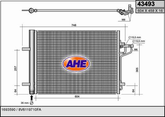 AHE 43493 - Condensatore, Climatizzatore www.autoricambi360.it