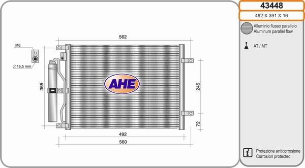 AHE 43448 - Condensatore, Climatizzatore www.autoricambi360.it