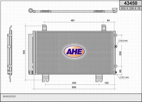 AHE 43450 - Condensatore, Climatizzatore www.autoricambi360.it