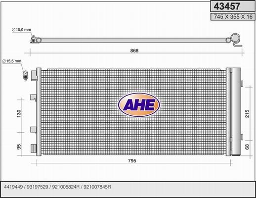 AHE 43457 - Condensatore, Climatizzatore www.autoricambi360.it