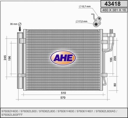 AHE 43418 - Condensatore, Climatizzatore www.autoricambi360.it