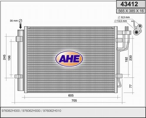 AHE 43412 - Condensatore, Climatizzatore www.autoricambi360.it