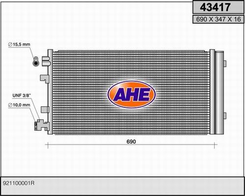 AHE 43417 - Condensatore, Climatizzatore www.autoricambi360.it