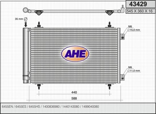 AHE 43429 - Condensatore, Climatizzatore www.autoricambi360.it