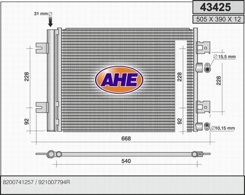 AHE 43425 - Condensatore, Climatizzatore www.autoricambi360.it