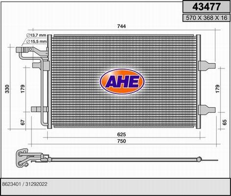 AHE 43477 - Condensatore, Climatizzatore www.autoricambi360.it