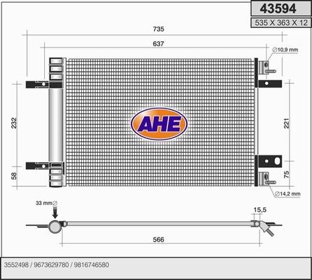 AHE 43594 - Condensatore, Climatizzatore www.autoricambi360.it