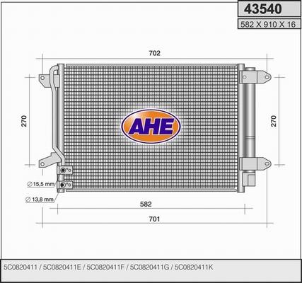 AHE 43540 - Condensatore, Climatizzatore www.autoricambi360.it