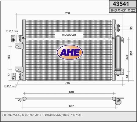 AHE 43541 - Condensatore, Climatizzatore www.autoricambi360.it