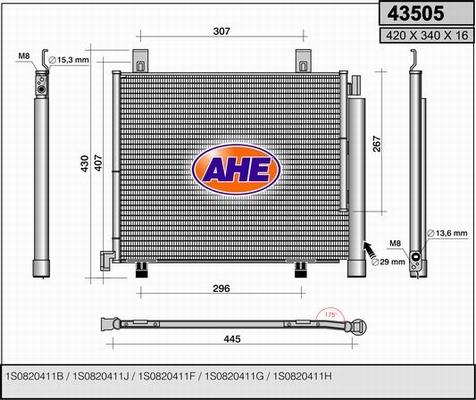 AHE 43505 - Condensatore, Climatizzatore www.autoricambi360.it