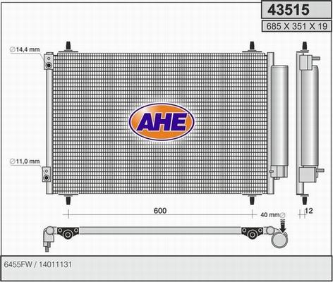 AHE 43515 - Condensatore, Climatizzatore www.autoricambi360.it