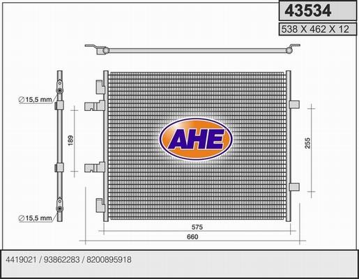 AHE 43534 - Condensatore, Climatizzatore www.autoricambi360.it